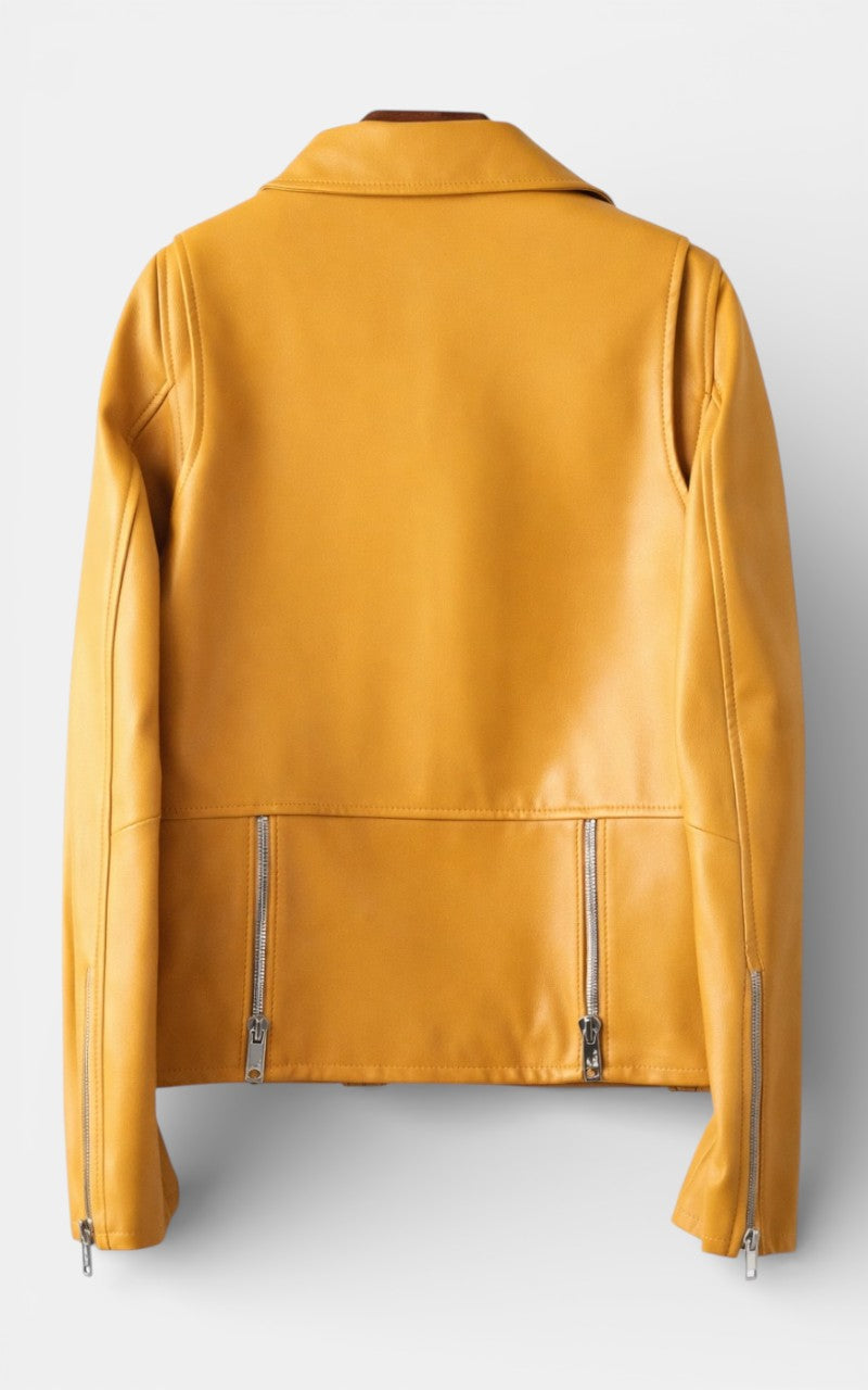 Cropped Faux Leather Biker Jacket