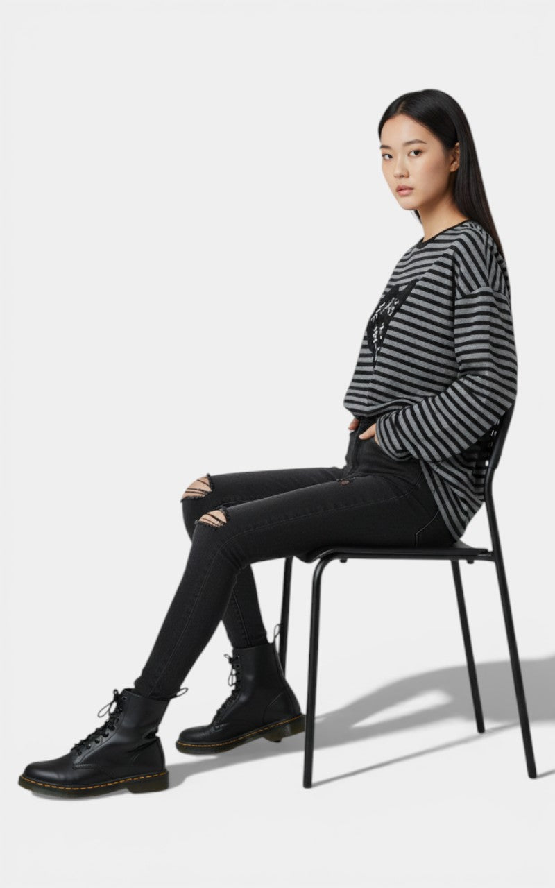Striped Punk Vintage Long Sleeve Tee