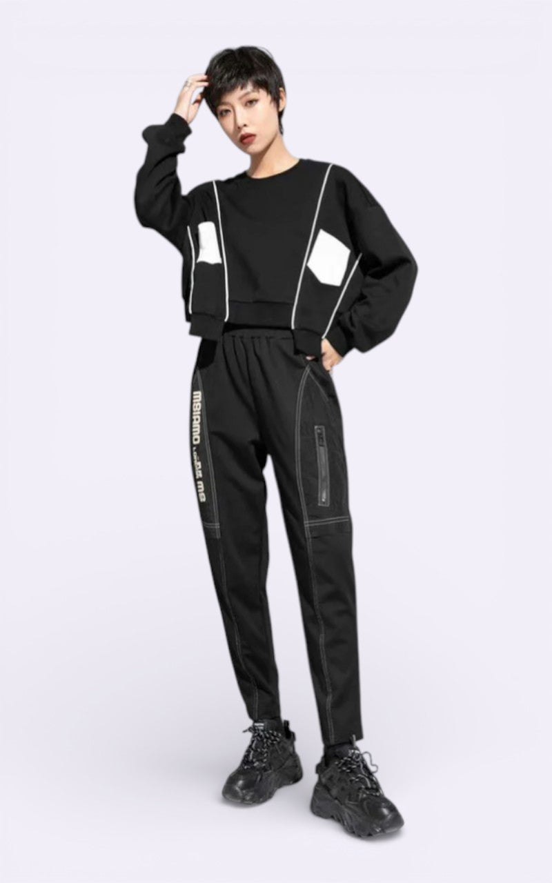 Minimal Techwear Black Sweatshirt